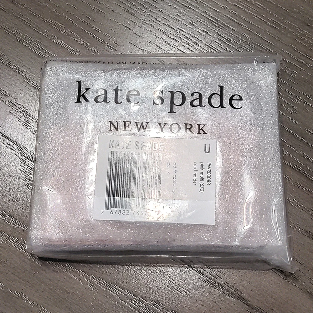 NEW Kate Spade Flower Coated Canvas Cardholder in Pink Multi